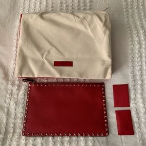 Valentino red rock stud clutch
